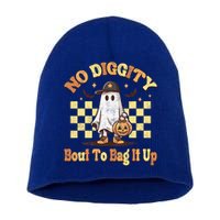 No Diggity Bout To Bag It Up Cool Ghost Halloween Short Acrylic Beanie