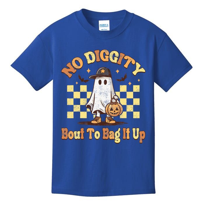 No Diggity Bout To Bag It Up Cool Ghost Halloween Kids T-Shirt