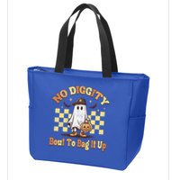 No Diggity Bout To Bag It Up Cool Ghost Halloween Zip Tote Bag