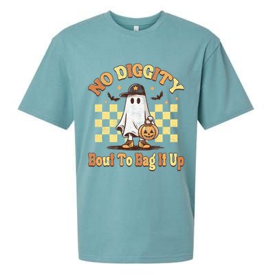 No Diggity Bout To Bag It Up Cool Ghost Halloween Sueded Cloud Jersey T-Shirt
