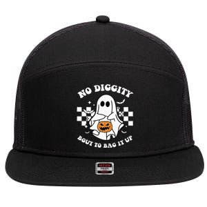 No Diggity Bout to Bag It Up Cute Ghost Halloween Candy 7 Panel Mesh Trucker Snapback Hat