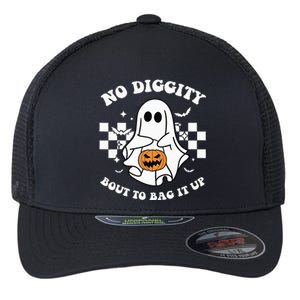 No Diggity Bout to Bag It Up Cute Ghost Halloween Candy Flexfit Unipanel Trucker Cap