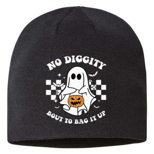 No Diggity Bout to Bag It Up Cute Ghost Halloween Candy Sustainable Beanie