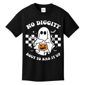 No Diggity Bout to Bag It Up Cute Ghost Halloween Candy Kids T-Shirt