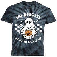 No Diggity Bout to Bag It Up Cute Ghost Halloween Candy Kids Tie-Dye T-Shirt