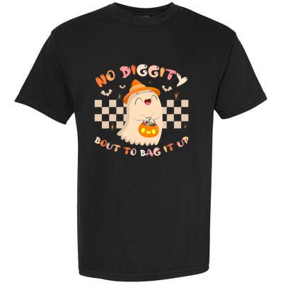 No Diggity Bout To Bag It Up Cute Ghost Halloween Garment-Dyed Heavyweight T-Shirt