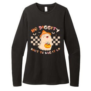 No Diggity Bout To Bag It Up Cute Ghost Halloween Womens CVC Long Sleeve Shirt