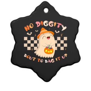 No Diggity Bout To Bag It Up Cute Ghost Halloween Ceramic Star Ornament