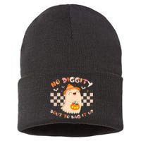 No Diggity Bout To Bag It Up Cute Ghost Halloween Sustainable Knit Beanie