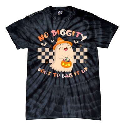 No Diggity Bout To Bag It Up Cute Ghost Halloween Tie-Dye T-Shirt