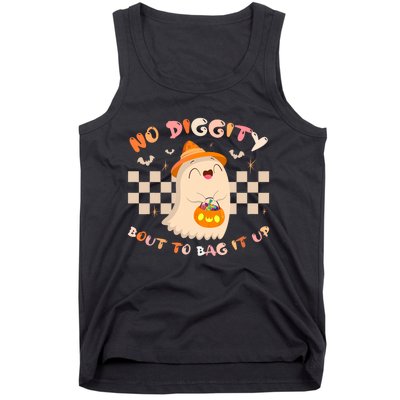 No Diggity Bout To Bag It Up Cute Ghost Halloween Tank Top