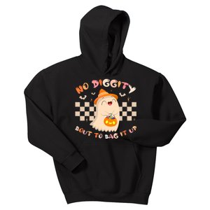 No Diggity Bout To Bag It Up Cute Ghost Halloween Kids Hoodie