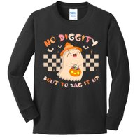 No Diggity Bout To Bag It Up Cute Ghost Halloween Kids Long Sleeve Shirt