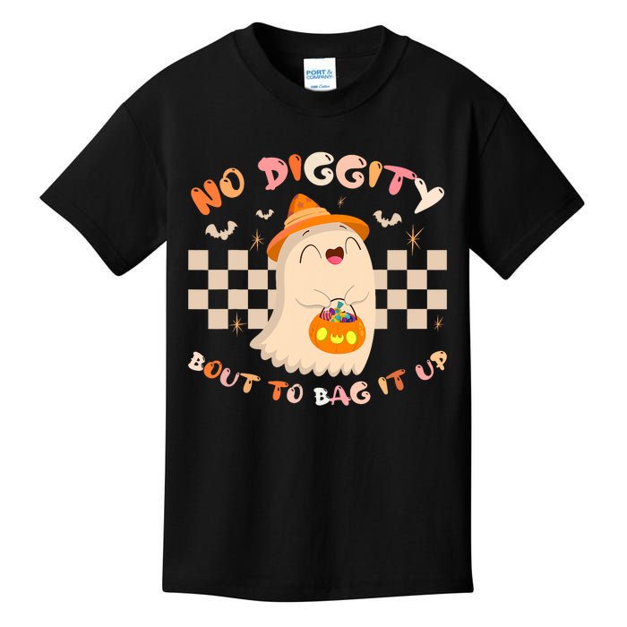 No Diggity Bout To Bag It Up Cute Ghost Halloween Kids T-Shirt