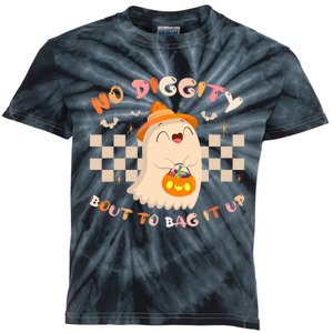 No Diggity Bout To Bag It Up Cute Ghost Halloween Kids Tie-Dye T-Shirt