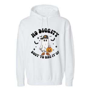 No Diggity Bout To Bag It Up Ghost Halloween Garment-Dyed Fleece Hoodie