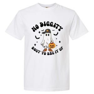 No Diggity Bout To Bag It Up Ghost Halloween Garment-Dyed Heavyweight T-Shirt