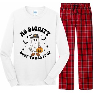 No Diggity Bout To Bag It Up Ghost Halloween Long Sleeve Pajama Set