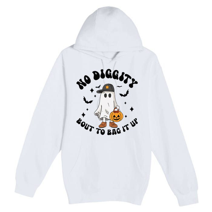 No Diggity Bout To Bag It Up Ghost Halloween Premium Pullover Hoodie