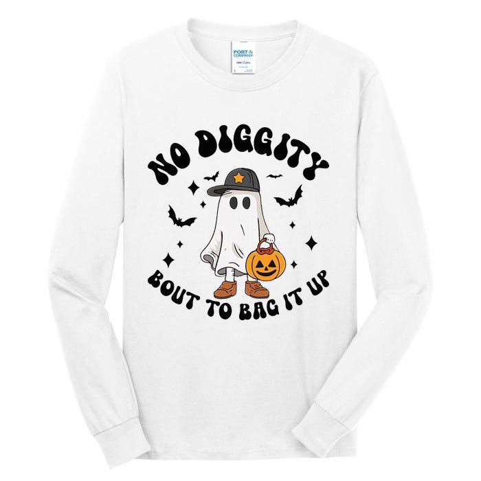 No Diggity Bout To Bag It Up Ghost Halloween Tall Long Sleeve T-Shirt