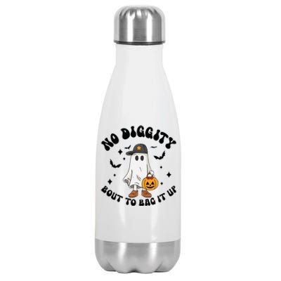 No Diggity Bout To Bag It Up Ghost Halloween Stainless Steel Insulated Water Bottle