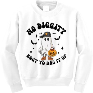 No Diggity Bout To Bag It Up Ghost Halloween Kids Sweatshirt