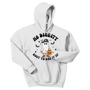 No Diggity Bout To Bag It Up Ghost Halloween Kids Hoodie