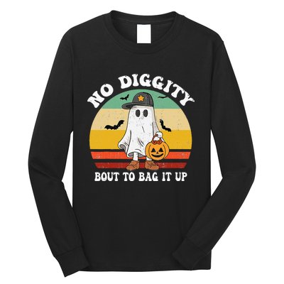 No Diggity Bout To Bag It Up Cute Ghost Halloween Long Sleeve Shirt