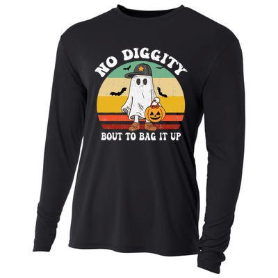 No Diggity Bout To Bag It Up Cute Ghost Halloween Cooling Performance Long Sleeve Crew