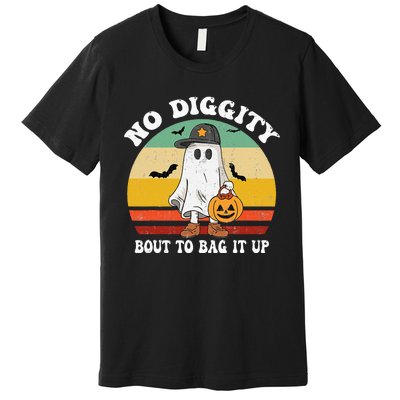 No Diggity Bout To Bag It Up Cute Ghost Halloween Premium T-Shirt