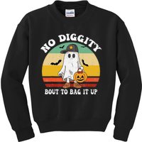 No Diggity Bout To Bag It Up Cute Ghost Halloween Kids Sweatshirt