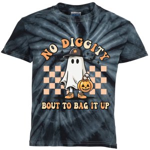 No Diggity Bout To Bag It Up Ghost Halloween Kids Tie-Dye T-Shirt