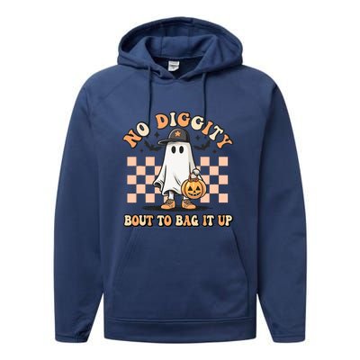 No Diggity Bout To Bag It Up Ghost Halloween Performance Fleece Hoodie