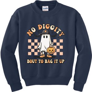 No Diggity Bout To Bag It Up Ghost Halloween Kids Sweatshirt