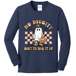 No Diggity Bout To Bag It Up Ghost Halloween Kids Long Sleeve Shirt