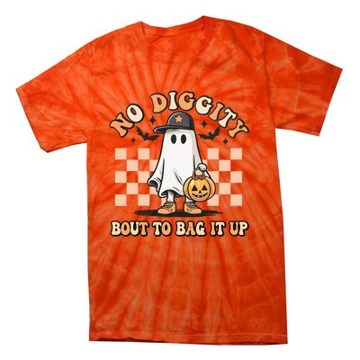 No Diggity Bout To Bag It Up Ghost Halloween Tie-Dye T-Shirt