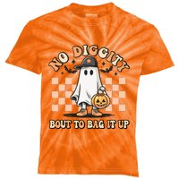 No Diggity Bout To Bag It Up Ghost Halloween Kids Tie-Dye T-Shirt