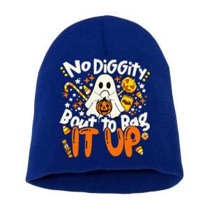 No Diggity Bout To Bag It Up Cute Ghost Halloween Candy Short Acrylic Beanie