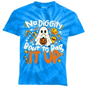 No Diggity Bout To Bag It Up Cute Ghost Halloween Candy Kids Tie-Dye T-Shirt