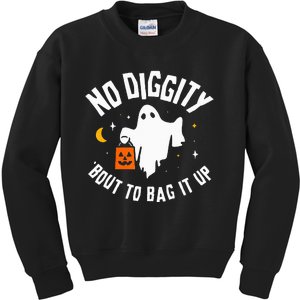 No Diggity Bout To Bag It Up Cute Ghost Halloween Candy Kids Sweatshirt