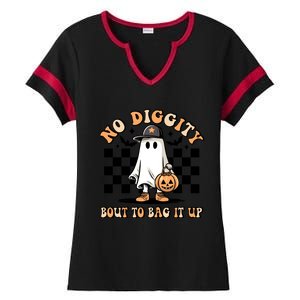 No Diggity Bout To Bag It Up Ghost Halloween Ladies Halftime Notch Neck Tee