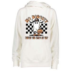 No Diggity Bout To Bag It Up Ghost Halloween Womens Funnel Neck Pullover Hood