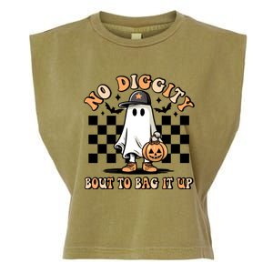 No Diggity Bout To Bag It Up Ghost Halloween Garment-Dyed Women's Muscle Tee