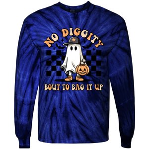 No Diggity Bout To Bag It Up Ghost Halloween Tie-Dye Long Sleeve Shirt