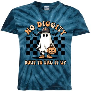 No Diggity Bout To Bag It Up Ghost Halloween Kids Tie-Dye T-Shirt