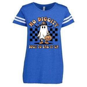 No Diggity Bout To Bag It Up Ghost Halloween Enza Ladies Jersey Football T-Shirt