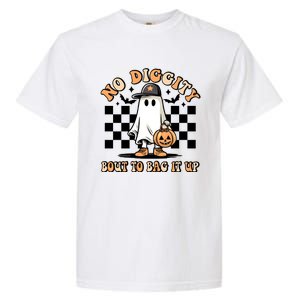 No Diggity Bout To Bag It Up Ghost Halloween Garment-Dyed Heavyweight T-Shirt