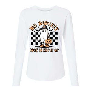 No Diggity Bout To Bag It Up Ghost Halloween Womens Cotton Relaxed Long Sleeve T-Shirt