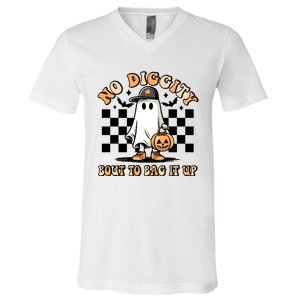 No Diggity Bout To Bag It Up Ghost Halloween V-Neck T-Shirt