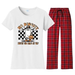 No Diggity Bout To Bag It Up Ghost Halloween Women's Flannel Pajama Set